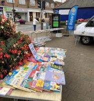 Our bookstall in Place Villerest in the centre of Storrington
